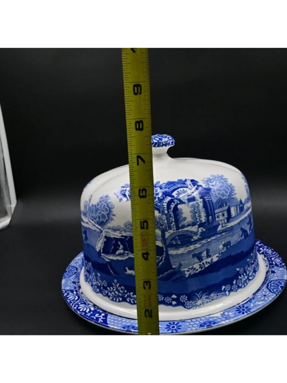 Spode Blue Italian Cake Pastry Dome Plate Set Cake Serving Dish Porcelain 11
